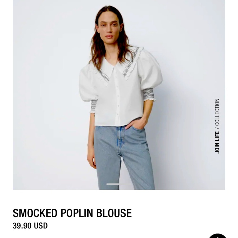 Zara White Poplin Blouse
